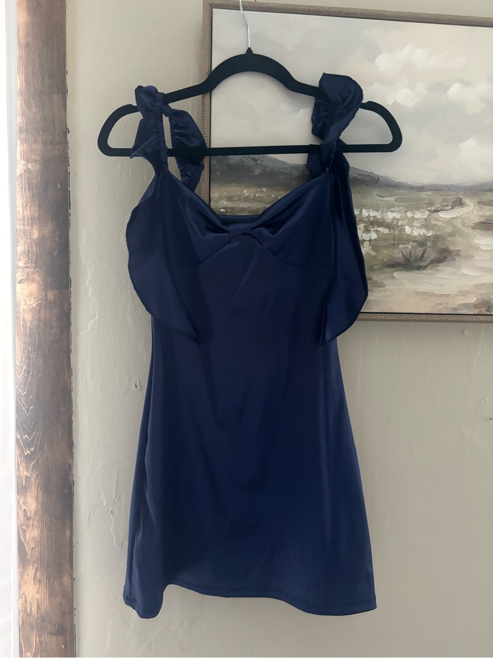 Amazon Navy Tie-Shoulder Mini Dress